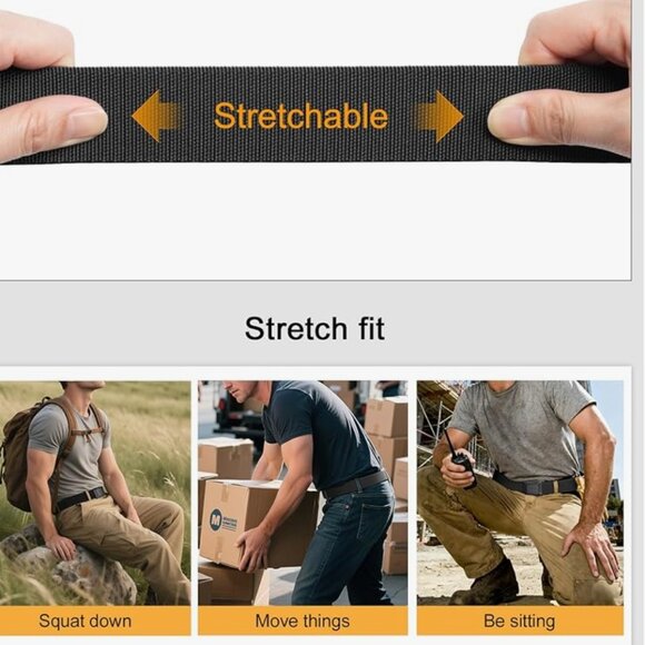JUKMO STRETCH TACTICAL BELT /MEN-MILITARY WORK RIGGER HIKING 1.5'' ELASTIC NYLON - Picture 5 of 13